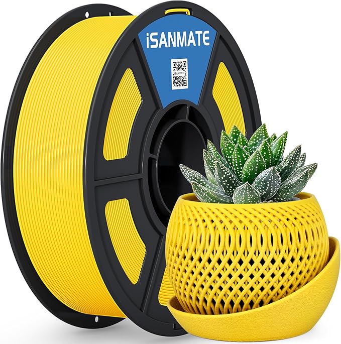 iSANMATE ASA Filament 1.75mm Yellow 1KG, UV & Weather Resistant 3D Printer Filament Perfect for Outdoor Functional Parts, Dimensional Accuracy +/- 0.02mm, 1kg Spool (2.2lbs)