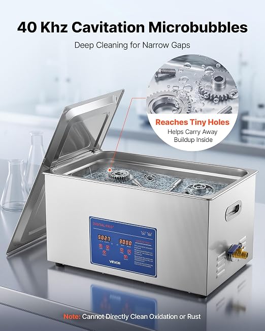 VEVOR Ultrasonic Cleaner 22L-Class Capacity Ultrasonic Parts Cleaner 40kHz, Digital Time and Temp Control, Stainless Steel Ultra Sonic Cleaning Machine with Cleaning Baskets, for Auto Parts, Glasses