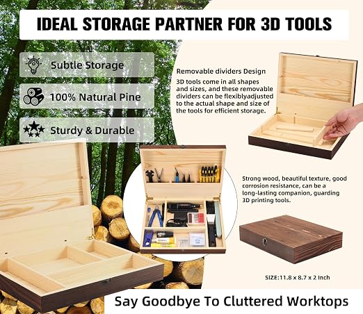 3D Printing Tools Kit, Essential 3D Printer Accessories with Wooden Toolbox | Include Nozzle Cleaning Kit, 3D Print Glue, Lubricant Grease for 3D Printing Maintenance