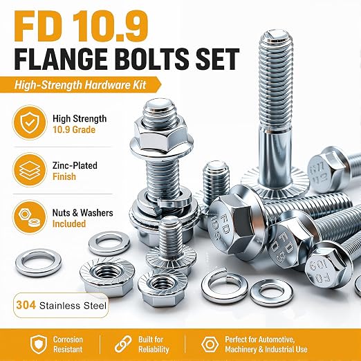 weideer 400PCS Metric Flange Bolt Assortment,M6x1.0 M8x1.25 M10x1.5 Metric Bolt Assortment,Grade 8.8 Alloy Flange Hex Nuts and Bolts Kit (12mm-45mm)