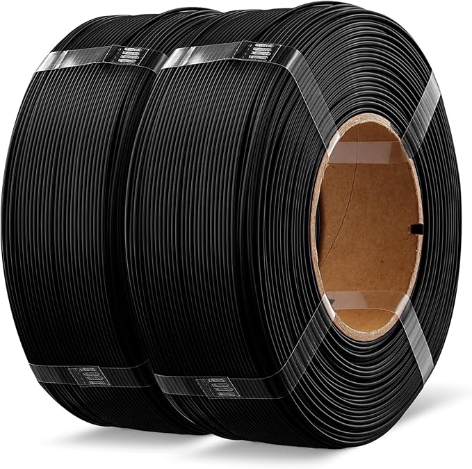 OVERTURE 2KG Bundle High Speed Refill PLA+ 3D Printer Filament 1.75mm, Upgraded Rapid PLA 2.0 with Enhanced Toughness & Stability, 2 Pack 1kg (2.2lb) Refilament for Bambu Lab (Black*2)