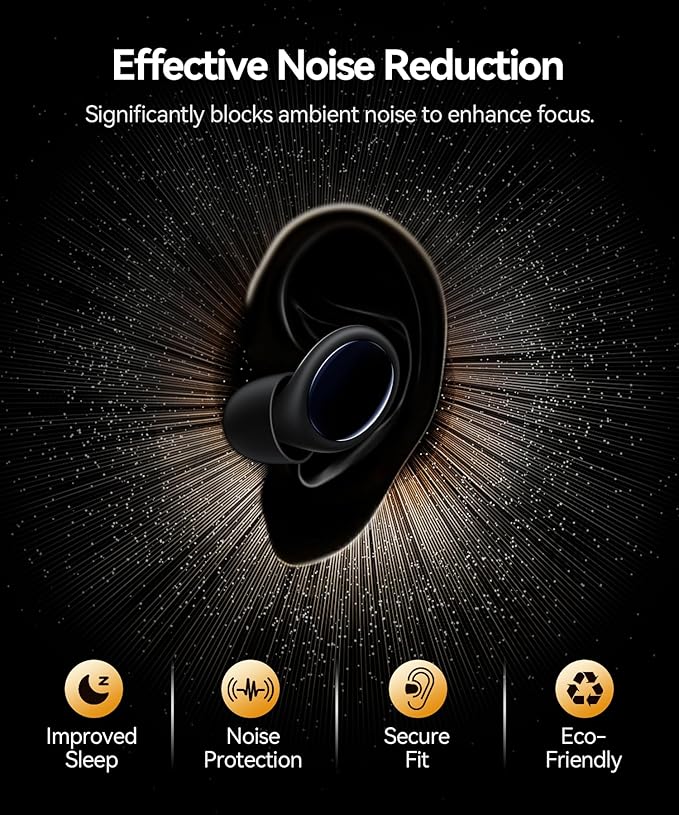 45dB Ear Plugs for Sleeping Noise Cancelling Ear Plugs for Noise Reduction & Snoring, Concerts, Earplugs for Sleep,Sider Sleepers Airplane, Silicone Earplugs Reusable