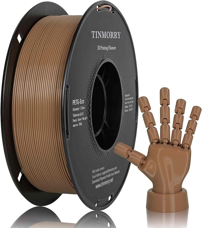 TINMORRY PETG Filament 1.75, Rapid PETG-Eco 3D Printer Filament, Compatible with Most FDM 3D Printers, 1 KG 1 Spool, Mocha Mousse Chocolate Brown
