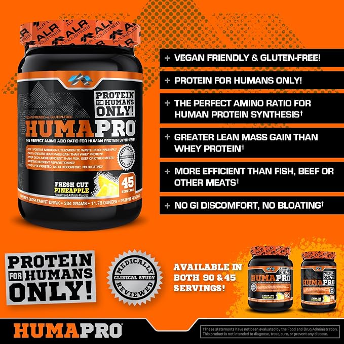 ALR Industries HumaPro Essential Amino Acid Formula | EAA Protein Supplement | Supports Muscle Recovery & Performance | Vegan, Gluten Free | | 45 Servings (Fresh Cut Pineapple)