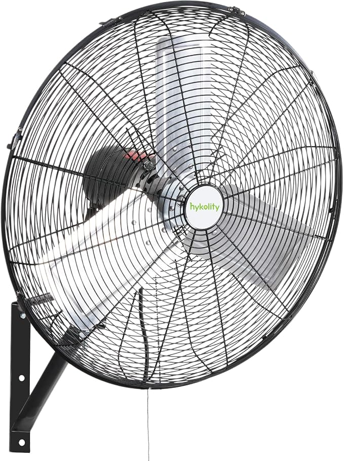 hykolity 6500 CFM 24 in. High Velocity Industrial Wall Fan, 3-Speed, Heavy Duty Wall Mount Oscillating Shop Fan for Commercial, Warehouse, Garage, Workshops, Factory and Jobsites- UL Listed