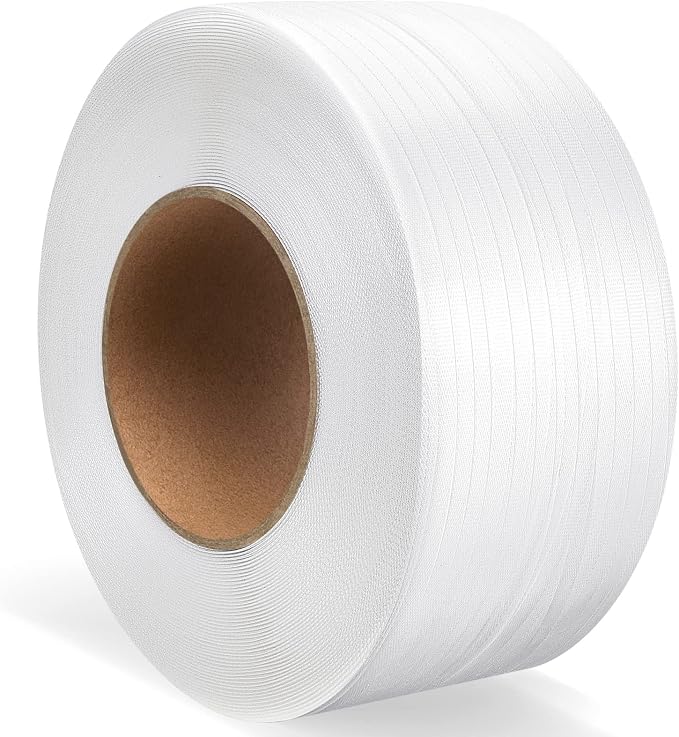 Amylove 1/2 Inch Polypropylene Strapping Roll, 9900 ft, White | Heavy Duty, 440 Lbs Break Strength, For Banding Packing, Industrial Machine Use