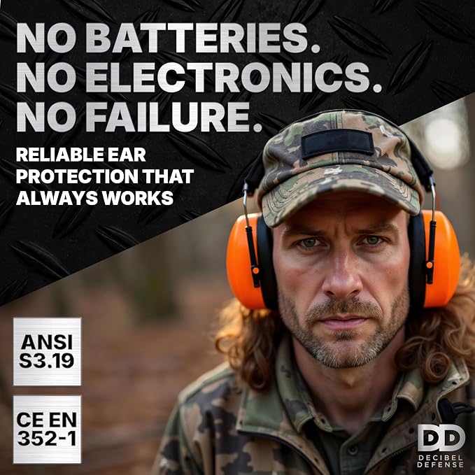 DECIBEL DEFENSE Professional Safety Ear Muffs 37dB NRR - The HIGHEST Rated & MOST COMFORTABLE Ear Protection For Shooting & Industrial Use - THE BEST HEARING PROTECTION GUARANTEED (Pack of 2)