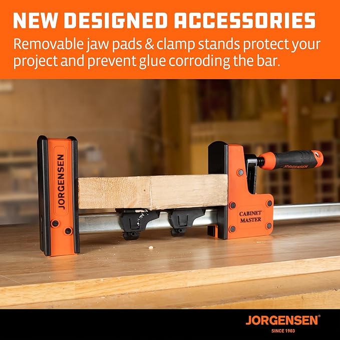 JORGENSEN 36-Inch Parallel Bar Clamps, Cabinet Master Bar Clamps, 2-Pack | Heavy-Duty Clamps for Woodworking Glue-Up, 2200 lbs Force, Quick Release, Spreader Function