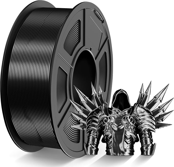 TECBEARS Silk Filament 1.75, Shiny Silk PLA Filament, 3D Printer Filament with Smooth Silky Surface, Dimensional Accuracy +/- 0.02mm, Fit Most FDM 3D Printers, Silk Black 1KG