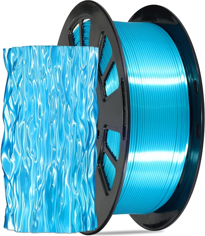 Silk Peacock Blue PLA Satin Shiny 3D Printer Filament, 1.75mm Diameter 1kg Spool 2.2lbs for FDM 3D Printers