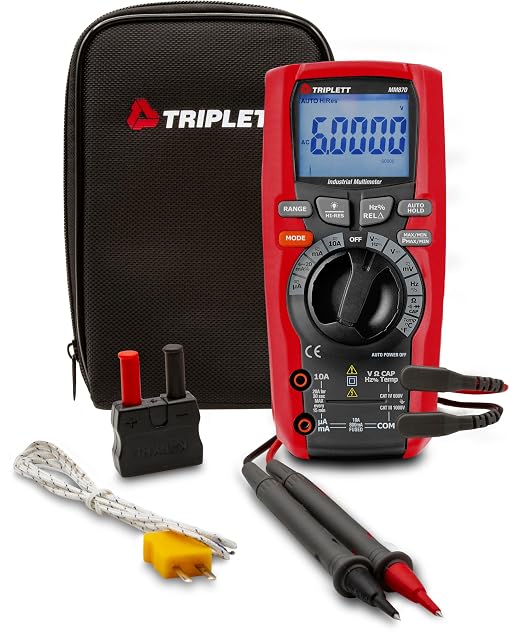 Triplett MM870 True RMS 6000 Count Precision Multimeter with LPF - AC/DC Voltage and Current, Resistance, Temperature, Capacitance, Frequency