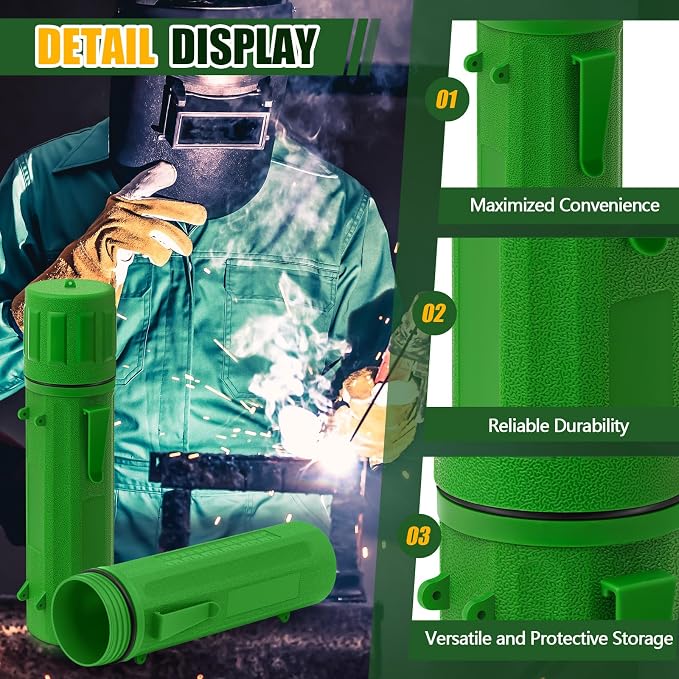 Zonon 4 Pcs Welding Rod Storage Tube 14 Inch Electrode Welding Rod Holder Container Airproof and Waterproof for Canister(Green)