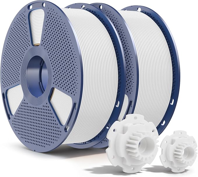 SUNLU PETG Filament 2KG, High Strength PETG 3D Printer Filament 1.75mm, Dimensional Accuracy +/- 0.02mm, 1KG Spool(2.2lbs), 2 Pack, White+White