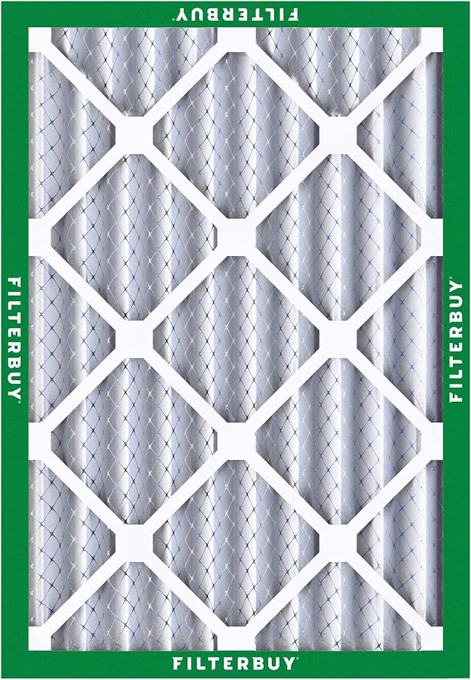Filterbuy 20x22x4 Air Filter MERV 8 Essential Dust & Allergy Defense (3-Pack), Electrostatic Pleated HVAC AC Furnace Filters Replacement, Made in USA (Actual Size: 19.50 x 21.50 x 3.63)