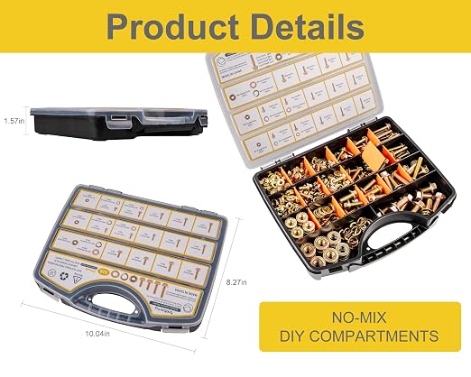 528Pcs Flange Metric Bolt Assortment – 8.8 Grade, M5, M6, M8, M10 Heavy Duty Hex Bolts and Nuts Kit, Yellow Zinc Plating for Outdoor, Durable Storage Case, Ideal for DIY, Automotive