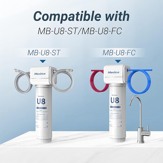 Maxblue RF-U8 Water Filter Replacement for Maxblue U8-ST/U8-FC Under Sink Water Filter System, 2 Years High Capacity