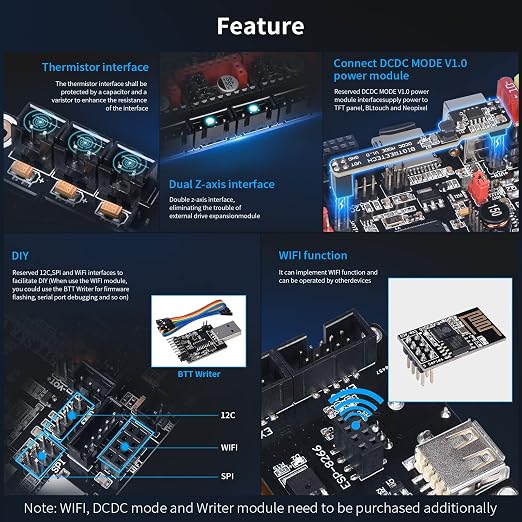 BIGTREETECH SKR V1.4 Turbo 32Bit Control Board 120MHZ Support 5 Axis TMC2209 Stepper Motor Driver Klipper/Marlin Compatible with HDMI5/TFT35/TFT70 Touch Screen BTT Pi for Ender 3/CR10/Voron DIY Board