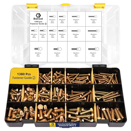 Bonost 3010pcs Hardware Assortment Kit with Assorted SAE & Metric Phillips Head Bolts, and Grade 8.8 Metric Hex Bolt Set with Matching Nuts and Lock Washers (4 Trays)