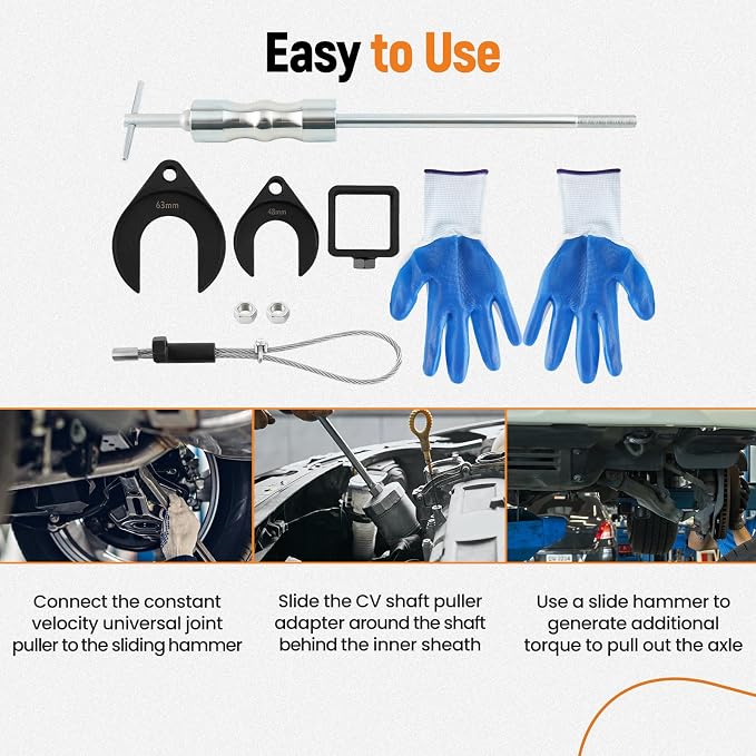 maXpeedingrods Inner CV Axle Puller Removal Tool, CV Axle Puller Tool with 4lbs Slide Hammer and Adapter Front Wheel Axle Half Drive Shaft Removal Tool Kit