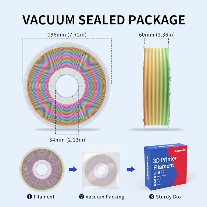 RAMBERY Matte Rainbow 3D Printer Filament 1.75mm Matte PLA Filament for 3D Printing Beginners, 1kg(2.2lb), Matte Rainbow Red Coral
