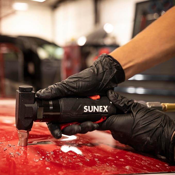SUNEX Tools SX6212 0.5HP Air Nibbler, Lightweight Composite Body, Precise Cutting with Adjustable Power Regulator, 3/16" Cut Radius, Rear Exhaust, 2,500 SPM, Safety Lock-Off Trigger