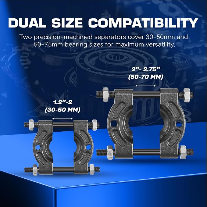KOOPOOL Bearing Puller and Splitter Kit, Separator and Puller Set, Pinion Bearing Puller and Wheel Removal Tool, 5 Ton Capacity Bearing Separator with 2’’ and 3’’ Bearing Separator Jaws, 14Pcs (Blue)