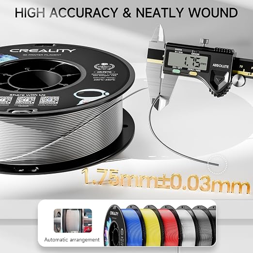 Official Creality PETG 3D Printer Filament 1.75mm 2KG (4.4lbs), High Precision, Strong Toughness, Odorless, Better Flow, Moistureproof 3D Printing CR PETG Filament, Grey+Grey