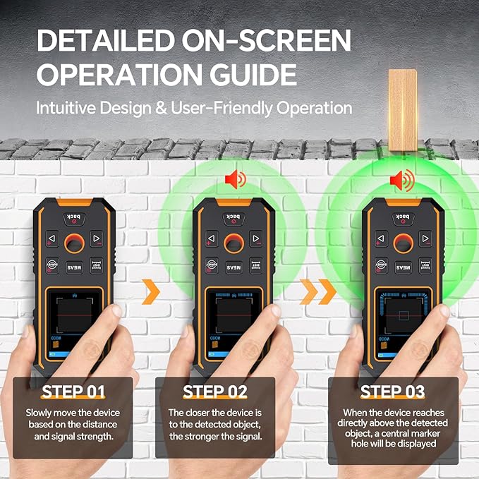 Stud Finder Wall Scanner - with Laser Distance Meter & Digital Level, 5 in 1 Rechargeable Multifunctional Stud Detector with Upgraded Sensor, HD LCD Display and Voice