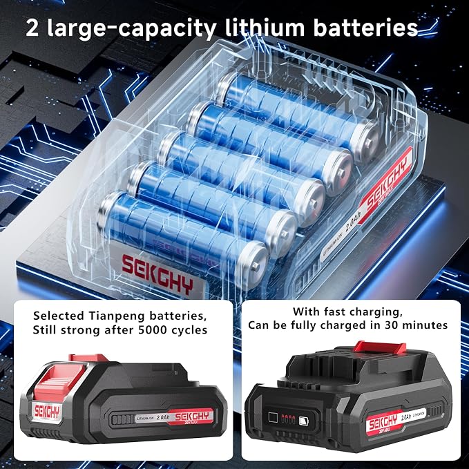 Brushless Power Drill Cordless，with battery and charger 70 N.m | 20V Electric drill cordless set 10 batches and storage bag 13 twist drills and storage bag，18+1 Position & 2100 RPM