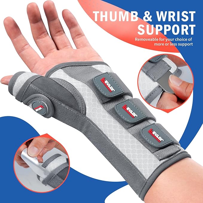 FEATOL Carpal Tunnel Wrist Brace Night Support, Thumb Spica Splint Left Hand for De Quervains Tenosynovitis, Tendonitis, Thumb Brace for Women Men, White Pink, Small/Medium