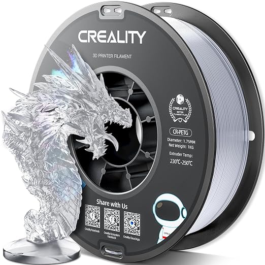 Official CREALITY PETG 3D Printer Filament 1.75mm 1KG (2.2lbs), High Precision Strong Toughness, Odorless Better Flow Moistureproof 3D Printing Ender Filament