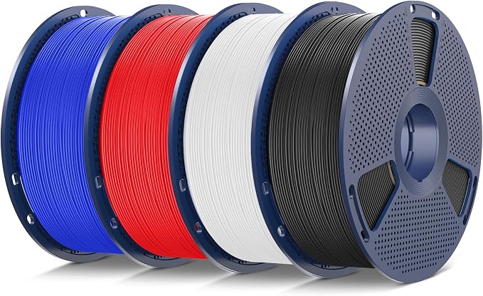 SUNLU 4kg ASA 3D Printer Filament Bundle, (Black+White+Klein Blue+Red) | UV/Rain/Heat Resistant Tough 3D Printer Filament, for Printing Outdoor Parts, 4kg in Total, 1kg per Spool, 4 Pack