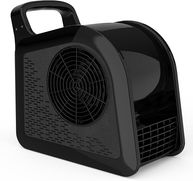 Portable Blower Fan for Home: High Velocity Floor Fans for Cooling and Drying - Air Mover with 185° Rotating for Bedroom, Garage, Shop and Gym, 3 Speeds Utility Fan with 2 AC Outlets, Black