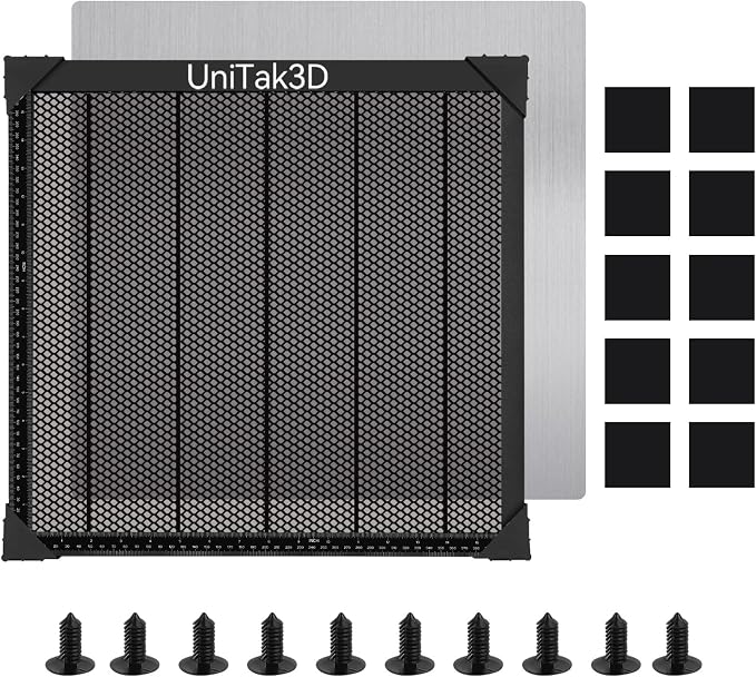 UniTak3D Honeycomb Laser Bed 440 x 440 mm Working Table for XTool D1/D1 Pro/S9/S10/S30 Pro/RAY5 Engraver Fast Heat Dissipation and Desktop Protection with Aluminium Plate(Working Area:15.75x15.75in)