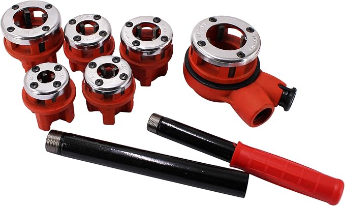 HFS(R Ratchet Pipe Threader Kit - Ratcheting Pipe Threading Tool Set with 6 Dies