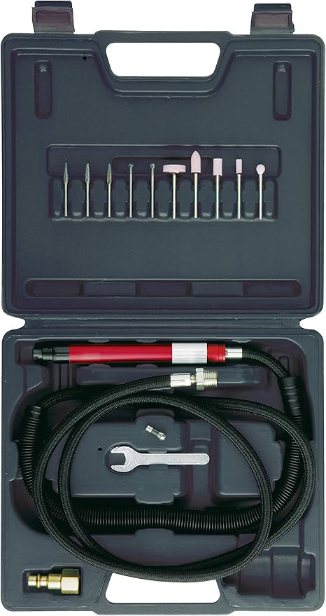 Chicago Pneumatic CP9104Q Kit - Air Pencil Die Grinder Tool, Welder, Woodworking, Automotive Car Detailing, Stainless Steel Polisher, Heavy Duty, 1/8 Inch (3mm), 0.05 HP / 40 W - 60000 RPM,Red