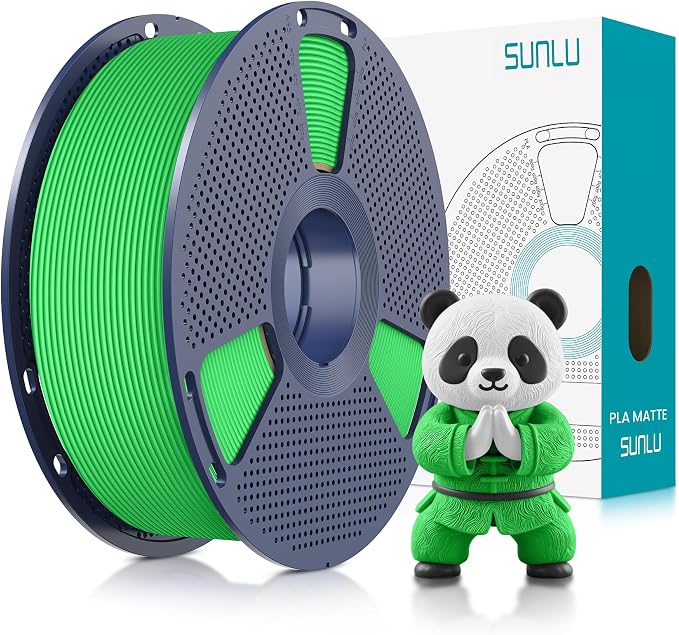 SUNLU PLA Matte 3D Printer Filament 1.75mm, PLA Filament 1kg Spool (2.2lbs), Dimensional Accuracy +/- 0.02mm, Matte Green PLA
