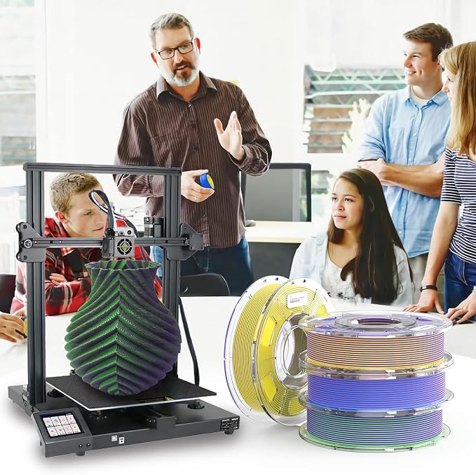 ERYONE PLA Filament 3D Printer Filament Bundle Multicolor 1.75mm +/- 0.03mm, PLA Filament 250g Spool, 4 Rolls, Matte Dual Color 1