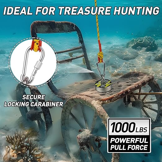 FINDMAG Double Sided 1000 lbs Pulling Force Magnet Fishing Kit with Case, 2.95" Diameter Fishing Magnets Perfect for Retrieving Items, Magnet Tool, Gift-Ready Packaging
