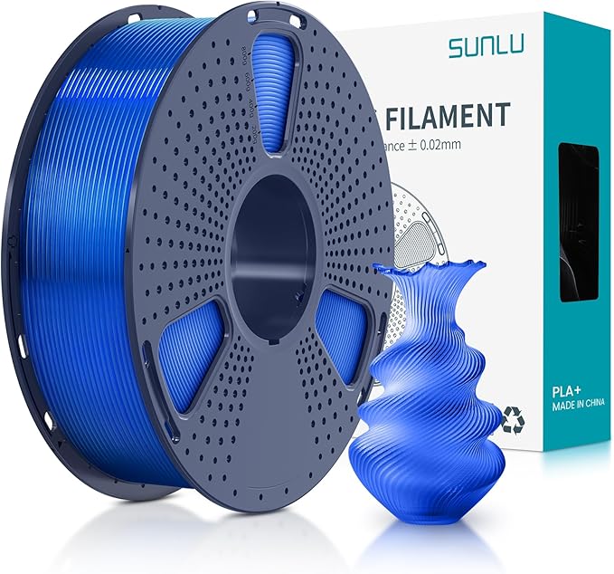 SUNLU 3D Printer Filament PLA Plus 1.75mm, SUNLU Neatly Wound PLA Filament 1.75mm PRO, PLA+ Filament for Most FDM 3D Printer, Dimensional Accuracy +/- 0.02 mm, 1 kg Spool(2.2lbs), Transparent Blue