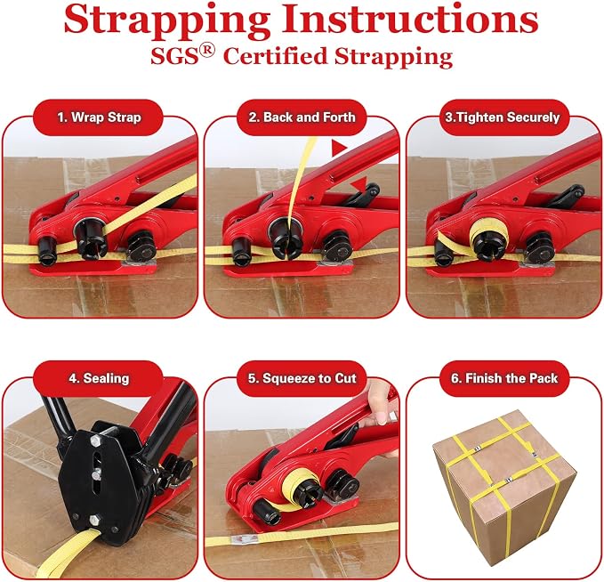 Banding Strapping Kit, Poly Strapping Kit, Packaging Banding Tool with 1/2" Width, 2600 ft Length Polypropylene Strapping Coil Roll and Dispenser Box – Certified 300 lbs Break