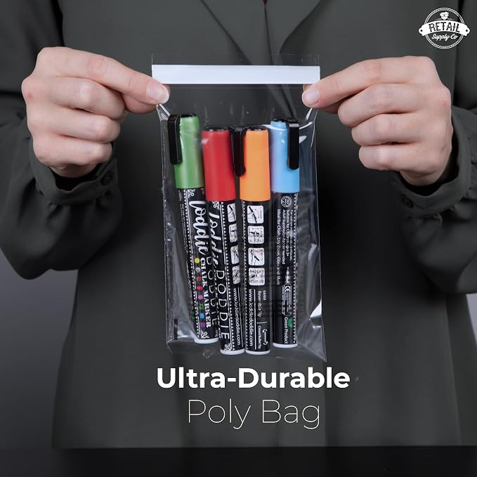 Small Poly Bags w Suffocation Warning 4x6" - Clear - 200 Pack - Resealable
