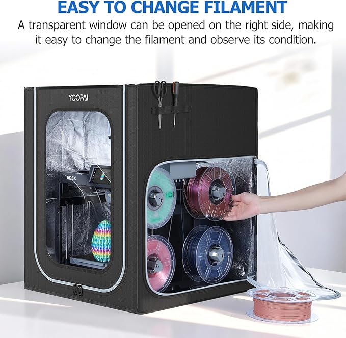 YOOPAI 3D Printer Enclosure with LED Light for AD5X / AD5M 3D Printers, Premium Dustproof Tent Constant Temperature Protective Cover