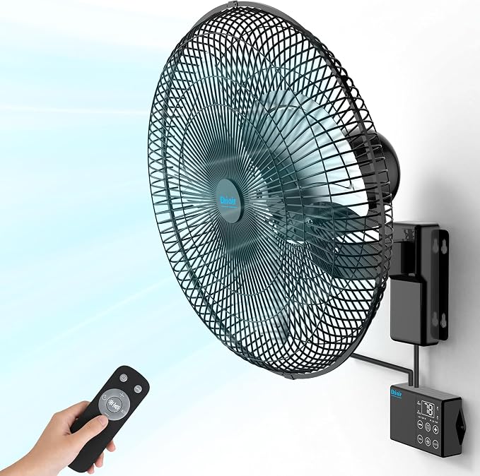 18" Wall Mounted Fan with Thermostat, Oscillating Outdoor Wall Mount Fan with Remote, 1-18H Timer, 3-Speed 4200 CFM High Velocity Industrial Wall Fan for Garage, Farm, Patio, Workshop, Barn