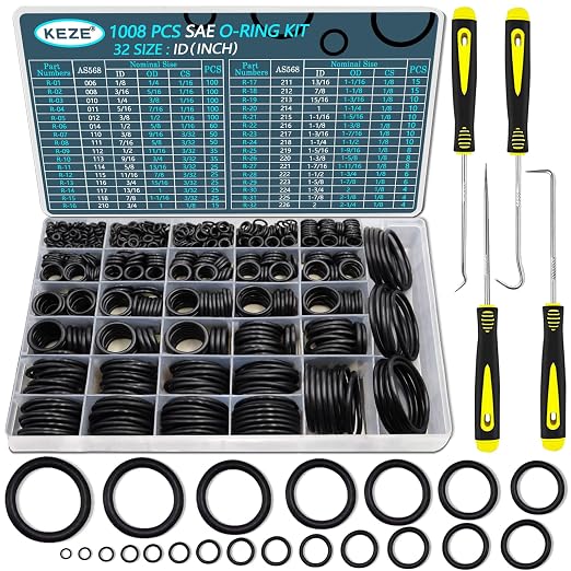 KEZE 2448 Pcs SAE O-Ring and Metric O-Ring Assortment Kit for Faucet Automotive Hydraulic Pipe Repair AS568:006-226& OD: 4mm-50mm