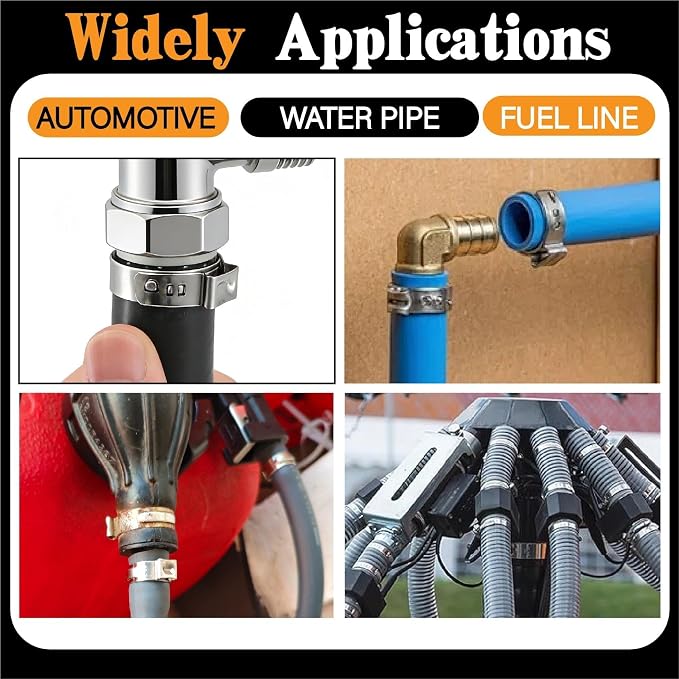 660 26 Sizes Pcs Single Ear Hose Clamps Kit,304 Stainless Steel 5.3-36.1mm Stepless Constant Tension Clamps for Fuel Line, Coolant Hose, PEX Plumbing, Irrigation & DIY