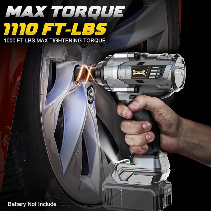 DIYtoolifz 1/2" Cordless Impact Wrench,1110 Ft-lbs(1550N.m) Brushless Motor | Compatible with DeWalt 20V Battery, High Torque Impact Driver with LED Light, Electric Gun for Car, Truck, Mower, Bare Tool