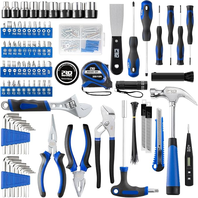Prostormer 229-Piece Hand Tool Set – Portable Tool Box with Essential Household Tools, Perfect for Home Maintenance, DIY Projects, and Daily Repairs