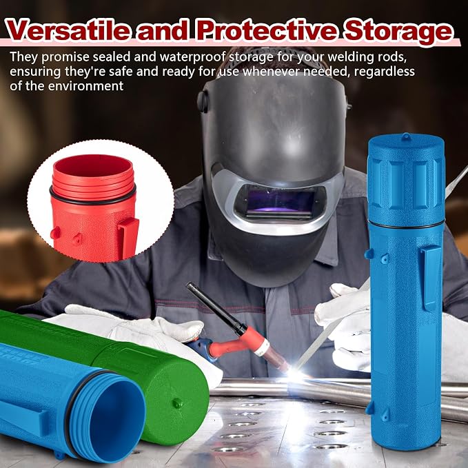 Zonon 4 Pcs Welding Rod Storage Tube 14 Inch Electrode Welding Rod Holder Container Airproof and Waterproof for Canister(Red,Blue,Green Orange)