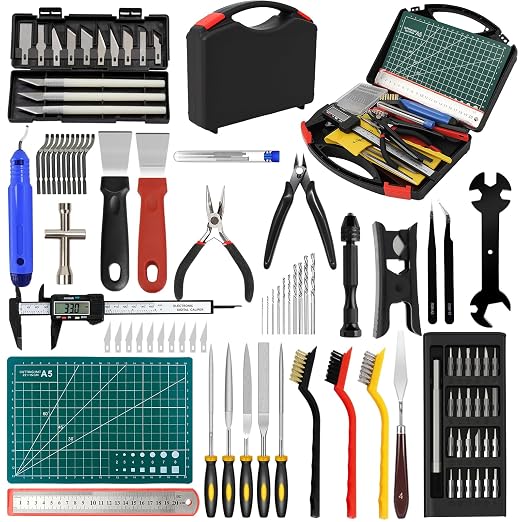 112 PCS 3D Printing Tool Kit, 3D Printer Accessories with Nozzle Cleaning Kit, Deburring Tool, Digital Caliper, Pliers, Wrench Set, Cutting Mat, Tool Bag, for 3D Print Removing, Cleaning, Finishing